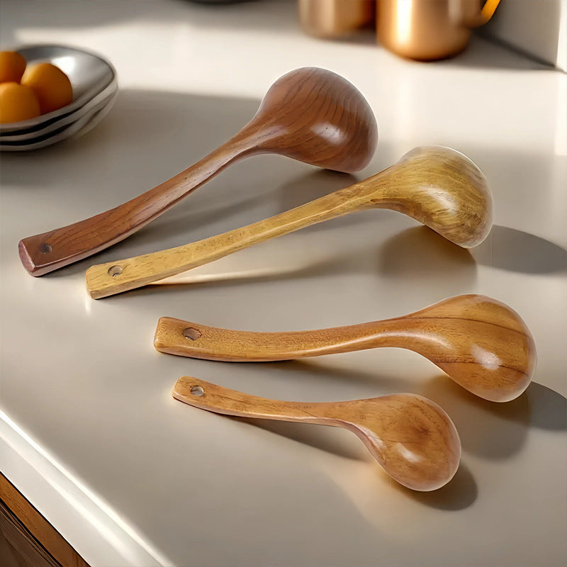 Factory wholesale engravable wooden soup spoon for porridge spoon household kitchen utensils large tablespoon hot pot spoon solid wood long handle spoon