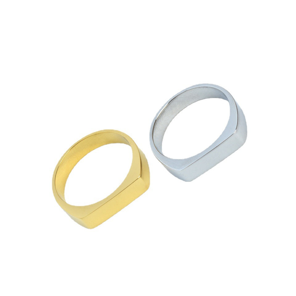 Cross-border new products Simple titanium steel 18k gold ring Personalized stainless steel non-fading men's food ring hand jewelry