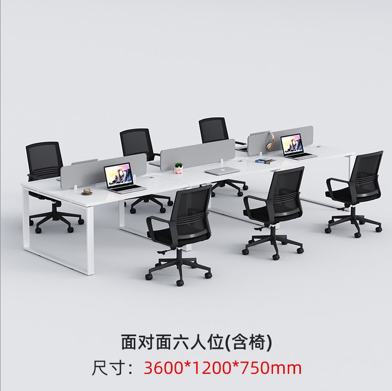 Staff desks: simple modern office furniture, computer desks, staff desks, chairs, double tables, combination steel frame tables