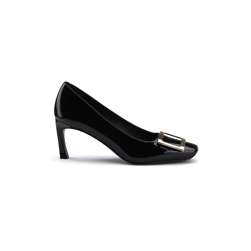 Spot second hair ~ Grape Mom French evening evening wind square buckle stiletto heel square toe shallow commuting single shoes women's spring and autumn