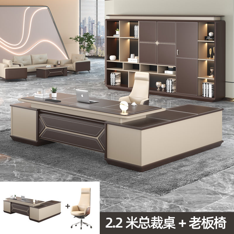 High-end atmosphere, boss desk, simple modern fashion, president desk, desk and chair combination, light luxury executive desk office