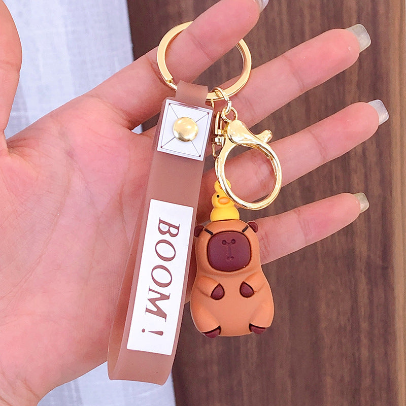 Cute Capibala keychain, ugly and cute, creative little capybara key pendant, backpack, car charm, birthday gift