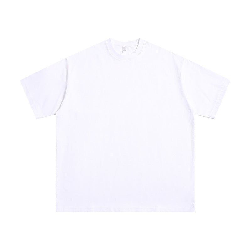 Japanese 300g heavy t-shirt men's short sleeve xinjiang cotton round neck loose solid color white undershirt half sleeve summer