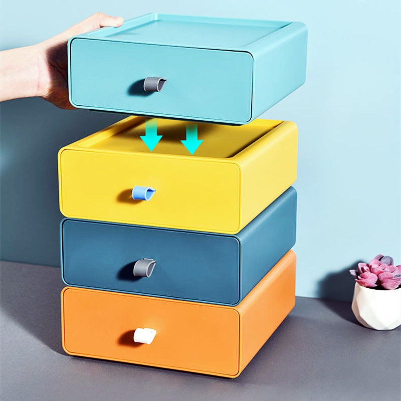 Office desktop drawer storage box: large capacity can be stacked cosmetics, socks, accessories, stationery storage box
