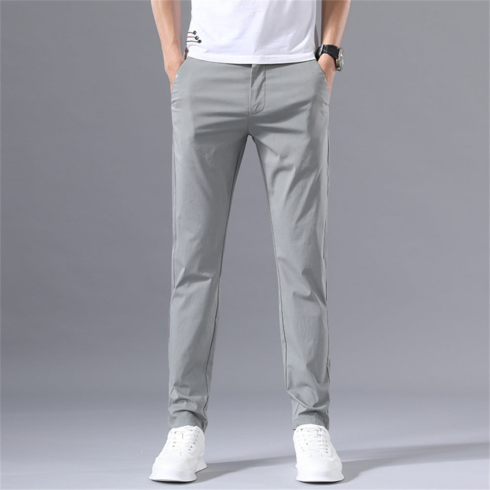 Ice silk casual trousers, men's summer thin trousers, sun protection, quick-drying straight, stretch cargo pants, abrasion resistant work pants