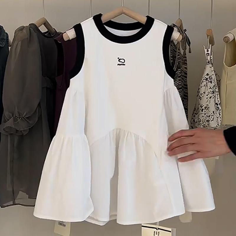 Girls' vest skirt summer new children's baby fashionable foreign princess dress little girl spliced sleeveless dress