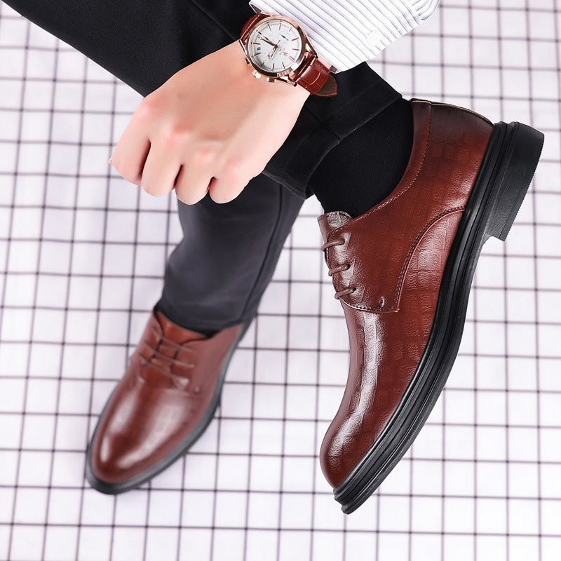 Leather shoes men's business formal wear casual trendy shoes spring British groom Korean version cross-border soft sole wedding leather shoes breathable
