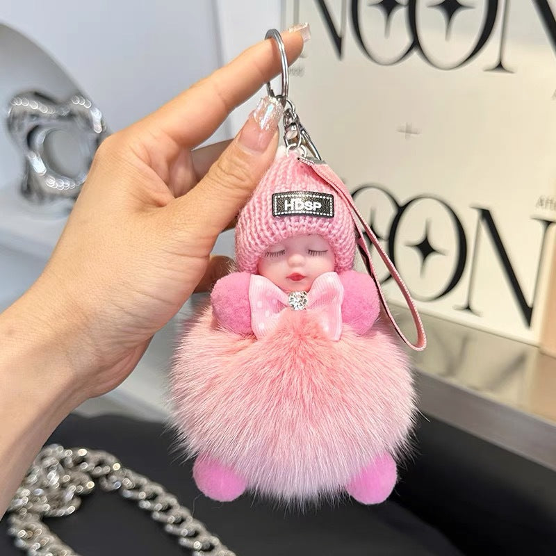 Car keychain, sleep doll, cartoon bag, pendant, pendant, cute plush pendant, cute couple keychain