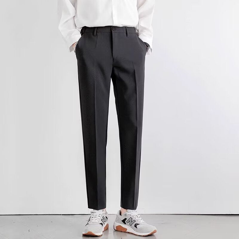 Summer thin suit pants men's autumn straight and versatile casual drape slim Korean version cropped trousers men