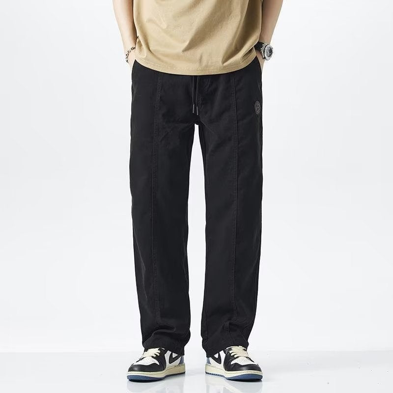 Trendy thin American retro slacks, men's spring and summer, versatile, loose plus-size trousers, men's straight-leg cargo pants
