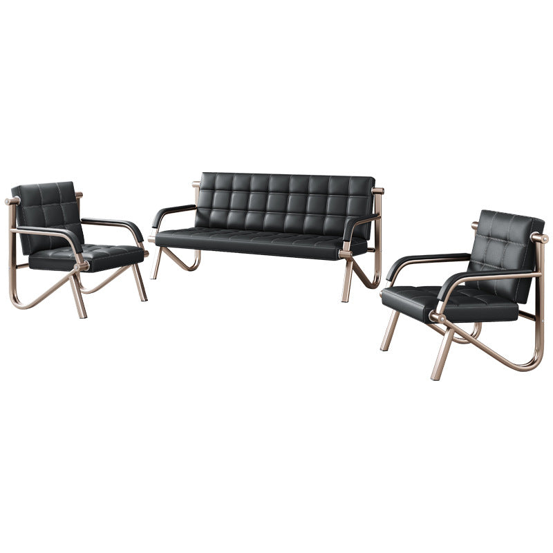 Office sofa reception simple modern iron business office three-person sofa middle coffee table table combination
