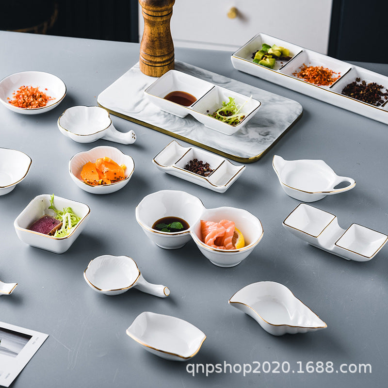 Ceramic flavor plate, side dish plate, white Phnom Penh hotel catering hot pot seasoning sauce saucer Dish small plate