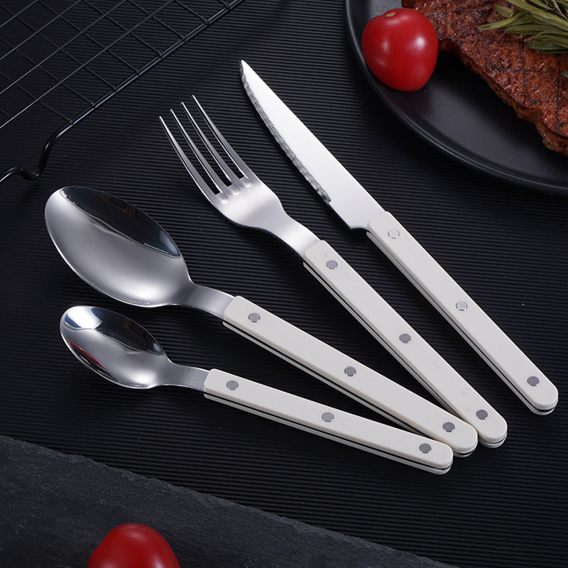 New stainless steel cutlery cutlery cutlery home kitchen hotel western restaurant steak knife clamp handle cutlery set wholesale