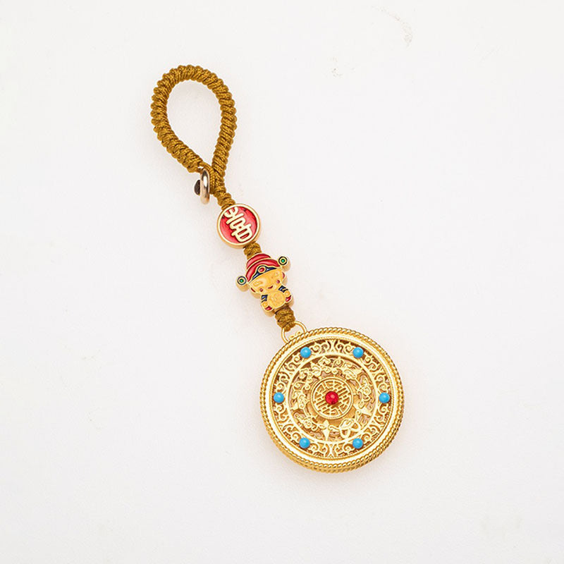 The ancient style of the national tide, the ancient method, the golden five blessings, the consummation, the car key chain, the pendant, the God of Wealth, the peace bag, the sand gold ornament, the round medallion