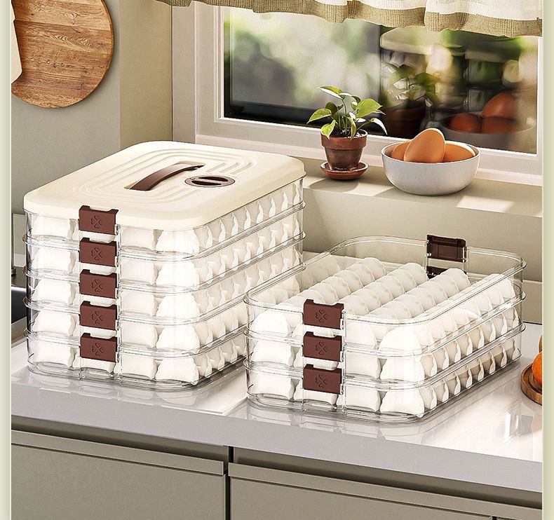dumpling box, refrigerator storage box, dumpling storage box, rectangular large capacity dumplings, quick-frozen kitchen supplies, dumpling box