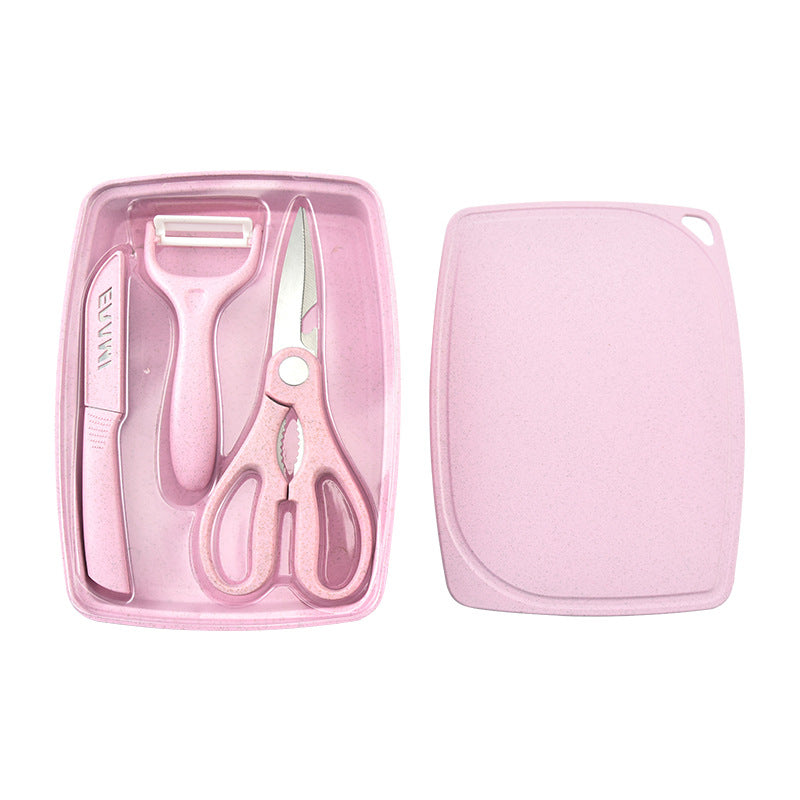Wheat straw stainless steel knife set gift set knife kitchen knife fruit knife set household dorm supplies