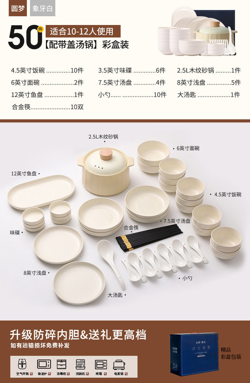 Ceramic Bowl Plate Cutlery Set