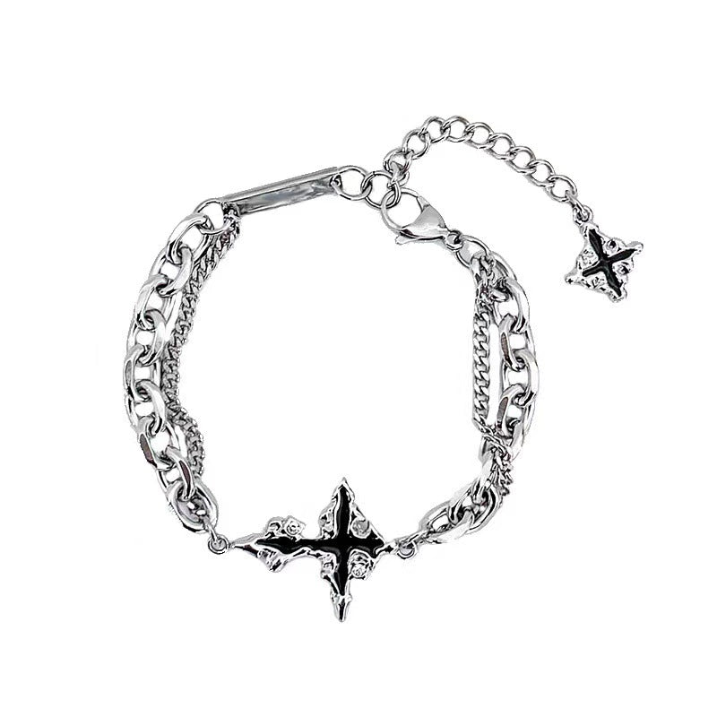 Europe and the United States dissolve dark cross necklace men's high-end titanium steel clavicle chain boys ruffian accessories hip-hop trend