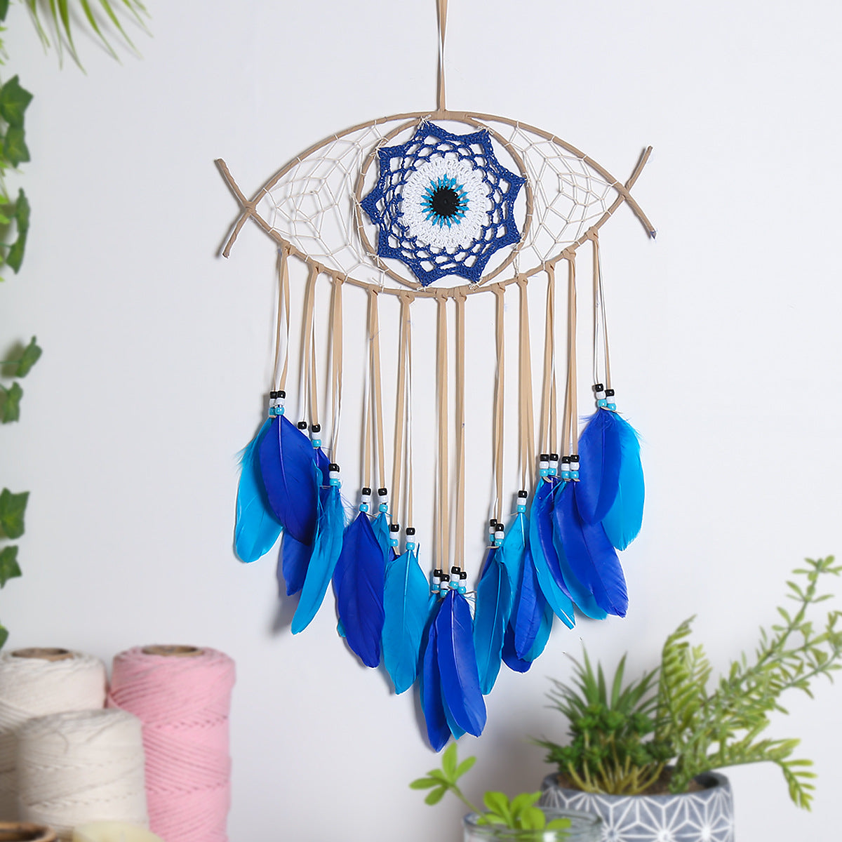 Cross-border hot sale devil's eye home decoration dreamcatcher wall hanging wall decoration room decoration dreamcatcher