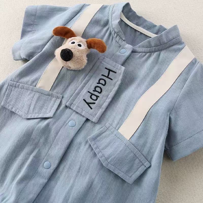Korean version of baby summer clothes, baby boys, super cute cartoon onesies, baby foreign style, fashion crawling clothes