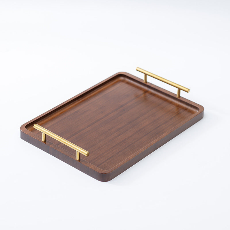 Light luxury retro nanzhu tea tray wooden tray commercial rectangular tea tray pastry handle barbecue serving dish plate