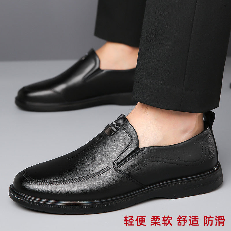 Leather shoes men's leather shoes men's slip-on spring new business casual men's shoes non-slip soft-soled dad shoes