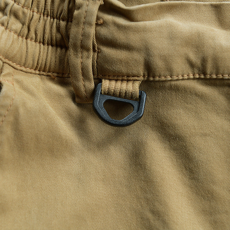 2024 Spring/Summer New Khaki Multi-Pocket Loose Leggings Cargo Pants Men's Trendy Small Feet Casual Pants