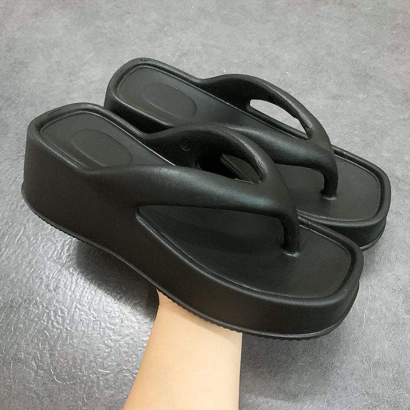 Heightened thick-soled slippers for women to wear outside in summer, fashionable new home, indoor bathing, non-slip soft-soled sandals, flip-flops