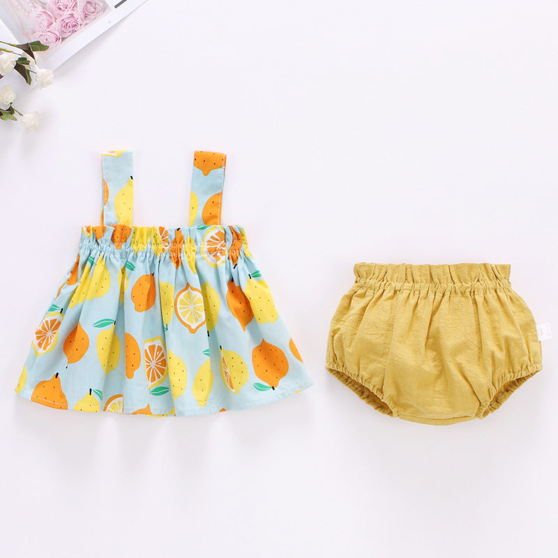 2025 Baby Summer Skirt Set Baby Girl Clothes 0-2 Years Old Baby Plaid Sundress Two Piece Set