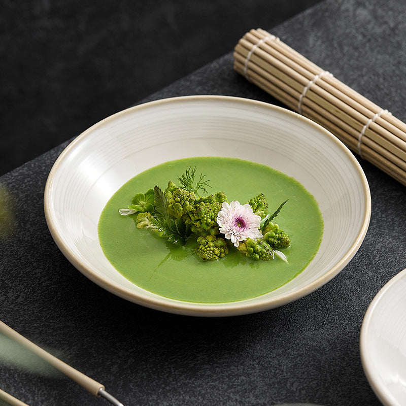 Plate Plate Vegetable Plate Household Plate Ceramic Cold Dish Plate 2023 New High-end Japanese Deep Dish Western Soup Plate