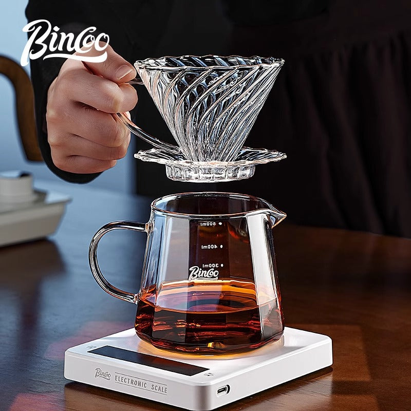 Bincoo Pour-Over Coffee Filter V60 High Borosilicate Glass Heat Resistant High Temperature Resistant Sharing Pot Coffee Ware Set