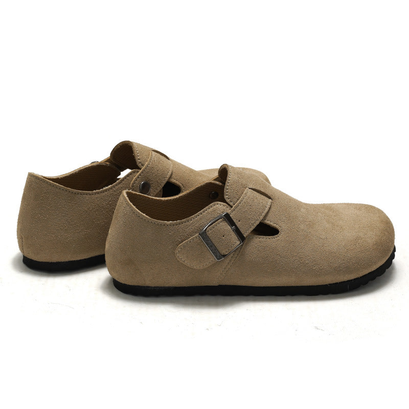 RUIZUSTOCK Autumn and Winter Women's Cork Casual Shoes Men's Unisex Scalp Shoes Single Shoes Scrub