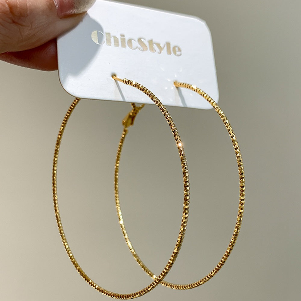 European and American ins exaggerated metal big circle circle thin hoop earrings fashionable hipster ear circle personality street earrings women