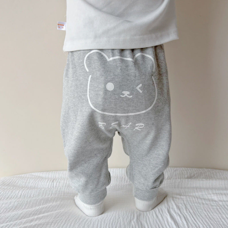 Baby big pp pants spring and autumn leggings male and female baby big ass pants cotton loose outer wear harem pants 1 year old
