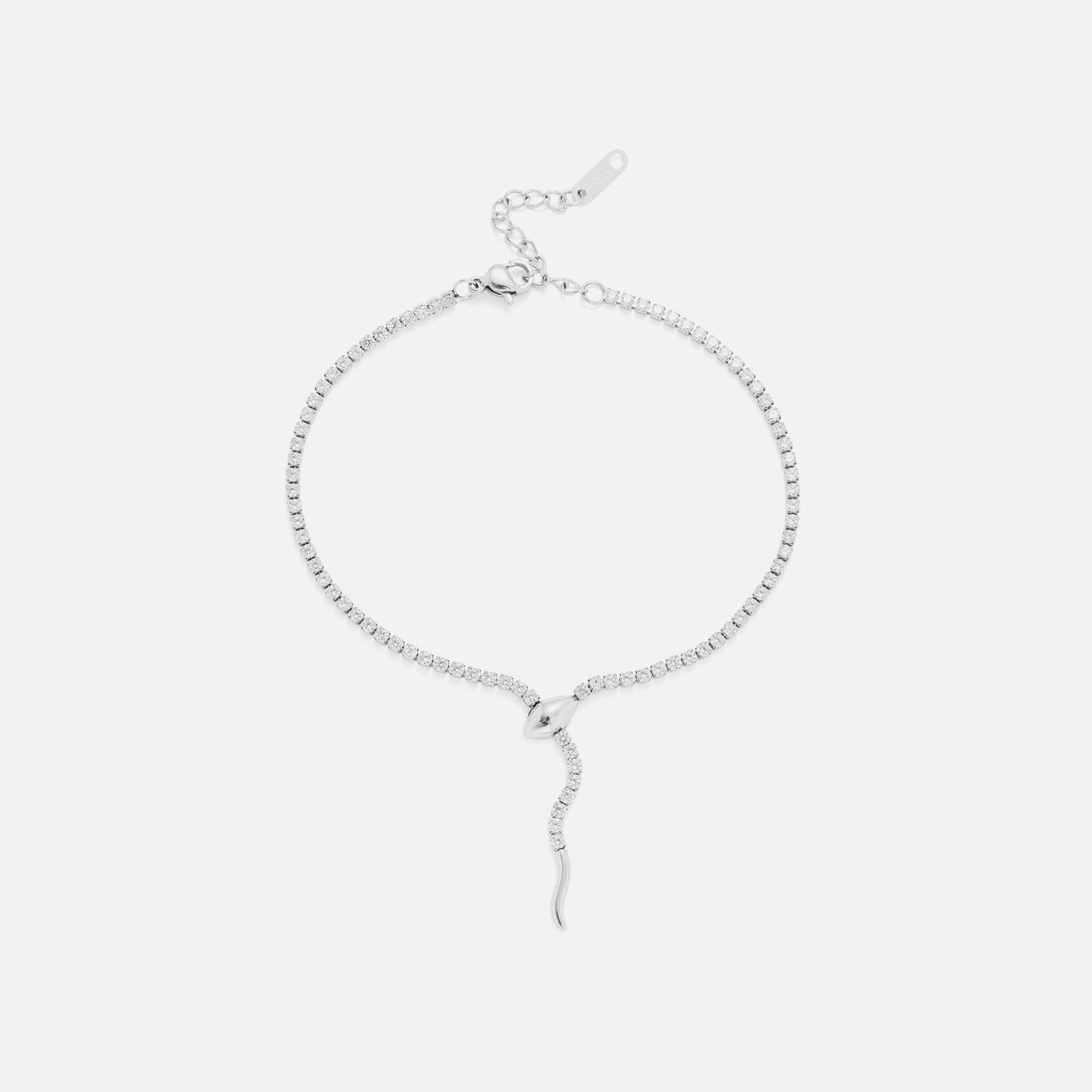 Spot wholesale European and American cross-border 18k gold-plated titanium steel vintage unique serpentine zircon fashion diamond chain bracelet ankle bracelet