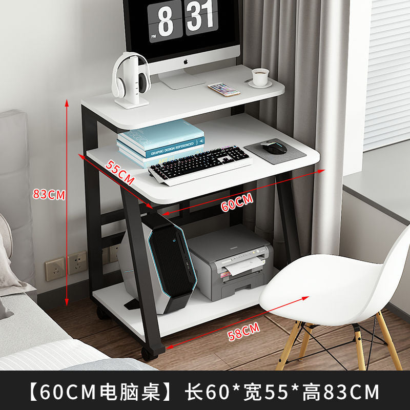 TRQ Mini Computer Desk Small Home Desktop Desk Movable Computer Desk Double Decker Desk Modern and Minimalist