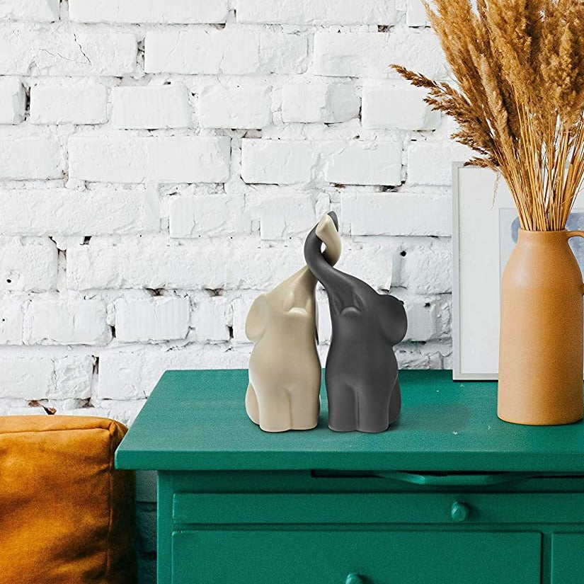 Factory direct sales couple elephant Nordic modern ceramic home décor creative ornament crafts wedding gifts