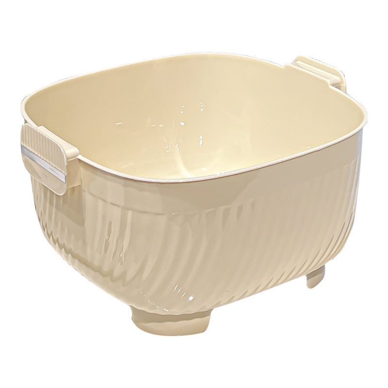Double washbasin, drainage basket, kitchen supplies, household fruit bowl, living room, rice washing artifact, washing fruit and vegetable basket