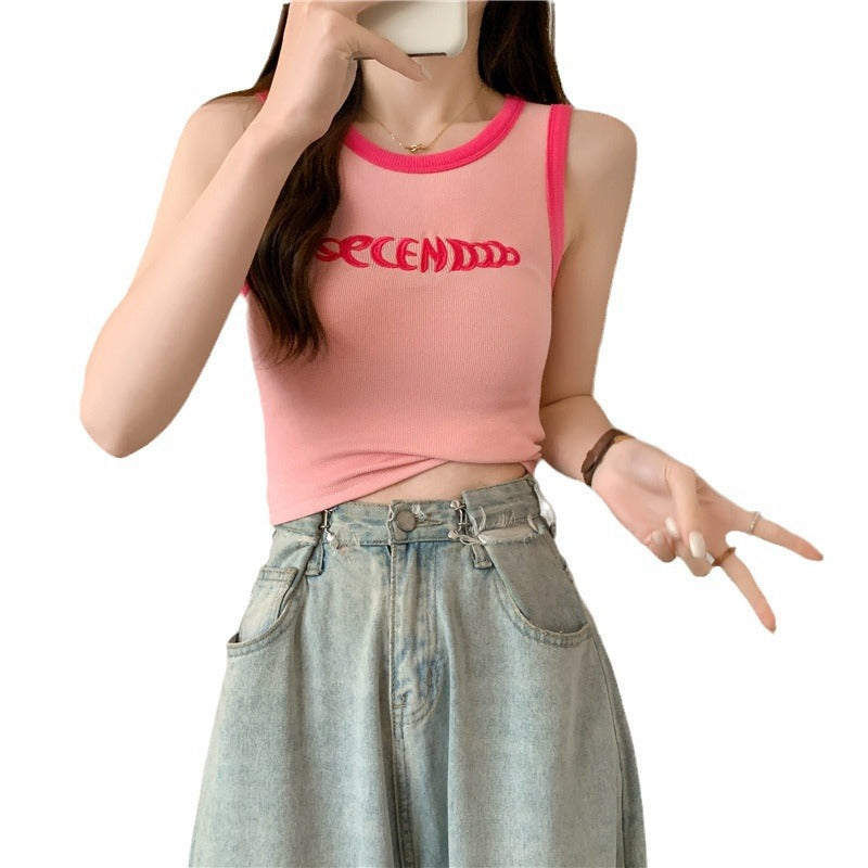 Camisole women's inner wear 2024 summer short crop top slim fit babes wear sleeveless student tops trendy