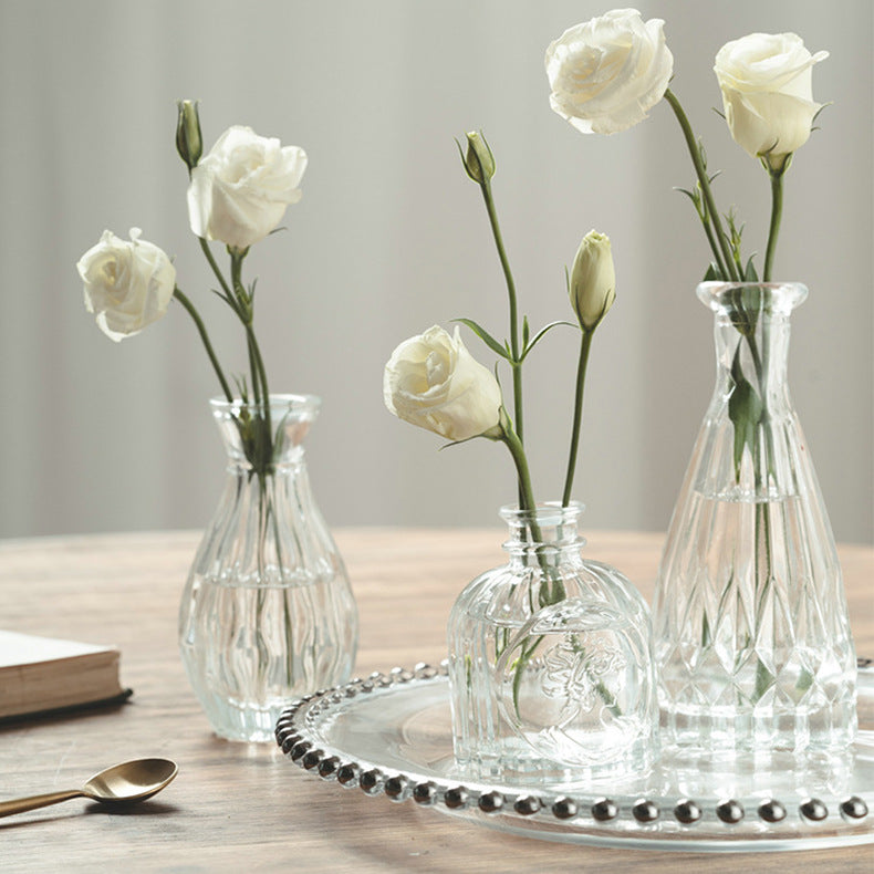 ins simple style mini glass vase small fresh dried flower arranger home dining table living room decoration ornament