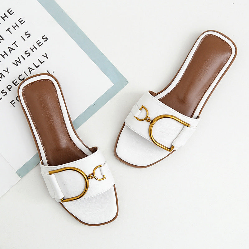 Summer women's chic Internet celebrity sandals women's summer 2024 new fashion and versatile slip-flop flats