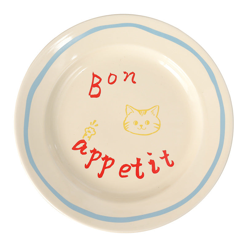 The same cream-colored ceramic plate of the blogger ins high-value Xiaohongshu Internet celebrity dinner plate creative dessert cake