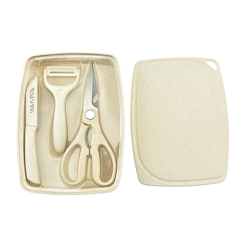 Wheat straw stainless steel knife set gift set knife kitchen knife fruit knife set household dorm supplies