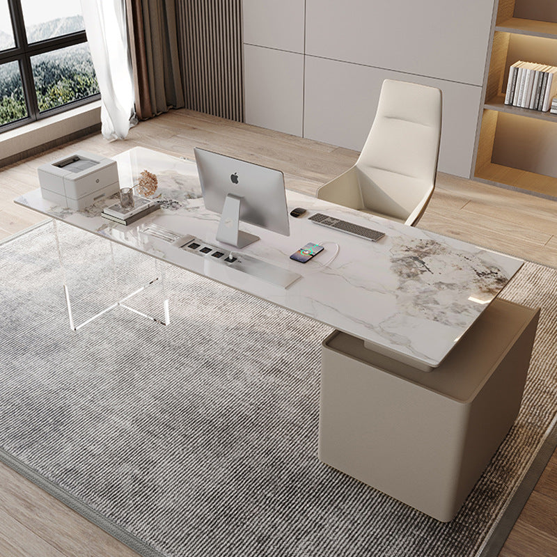 Rock slab desk: modern, simple and light luxury, designer desk, high-end study, computer desk, chair, boss workbench boss desk