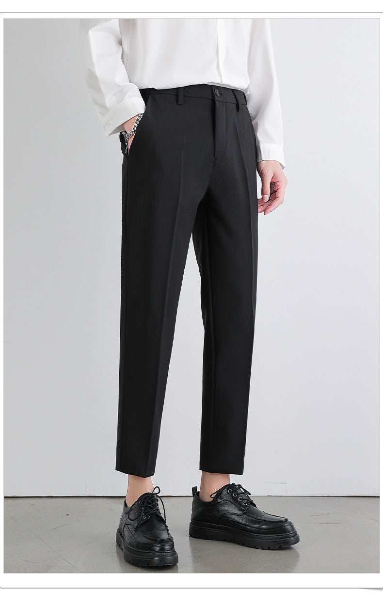 Summer thin suit pants men's autumn straight and versatile casual drape slim Korean version cropped trousers men