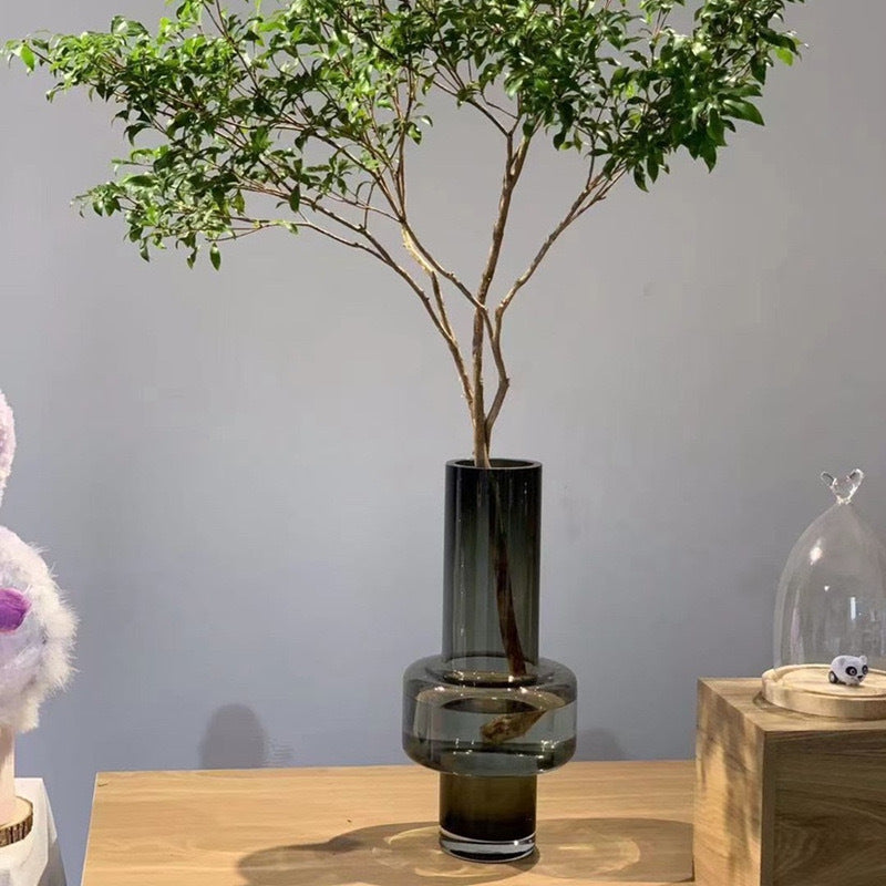 Modern Nordic minimalist soot transparent glass vase ornaments home model house decorations lily hydroponics