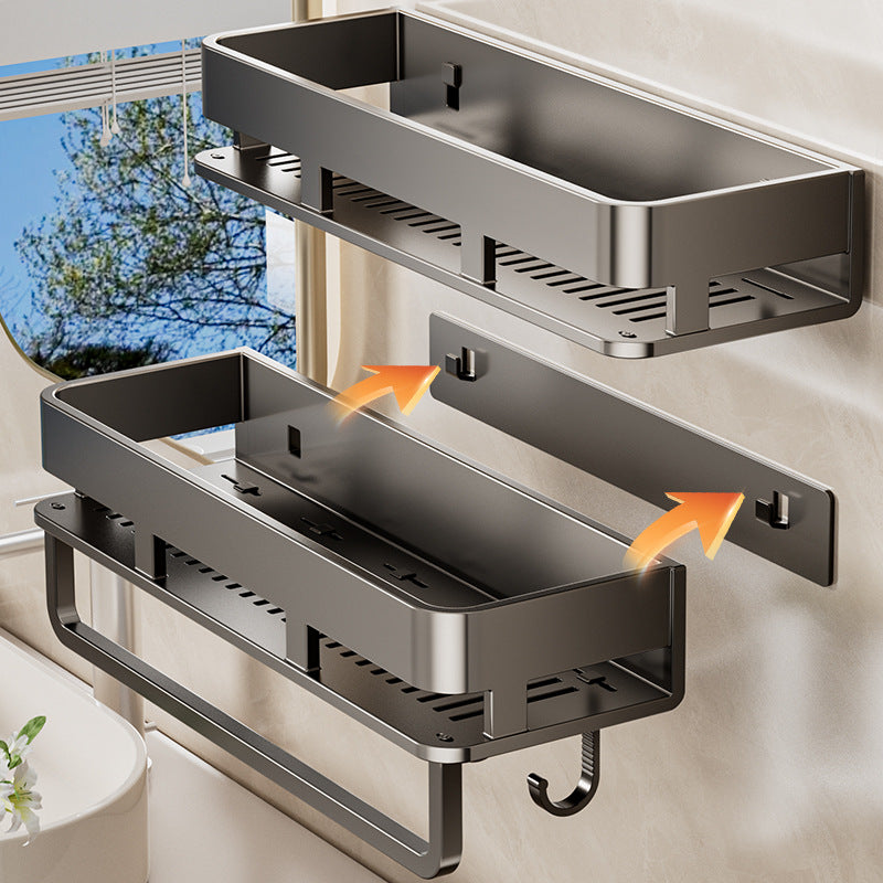 Bathroom wall storage hangers, non-perforated toiletries, wall-mounted shelves, gun gray bathroom shelves