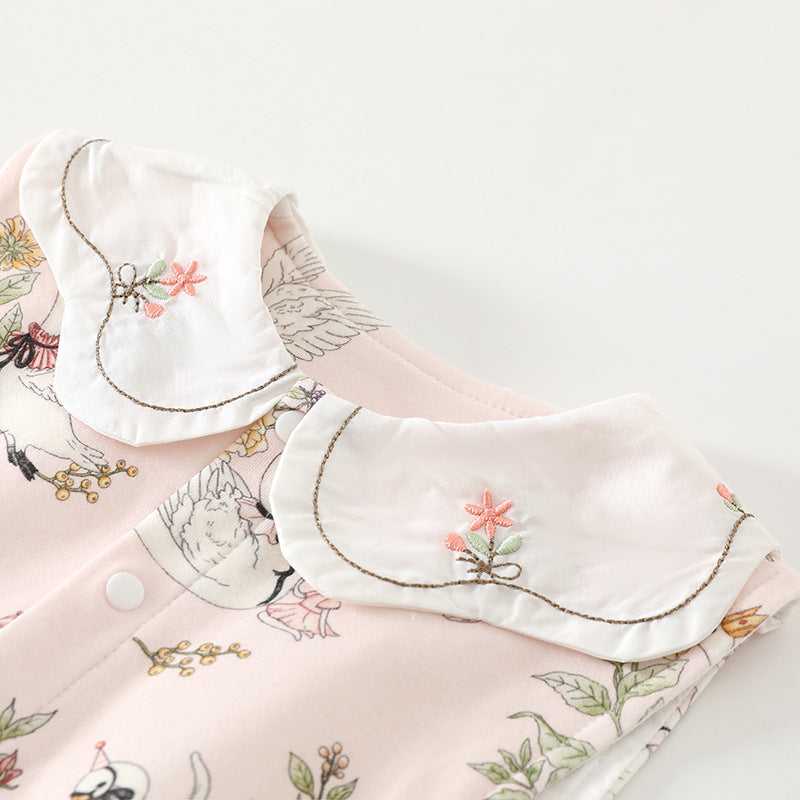 Baby vest, cotton wool, double-layer spring and autumn, baby outer wear, belly protection, baby shoulder vest, double-sided clothes for delivery