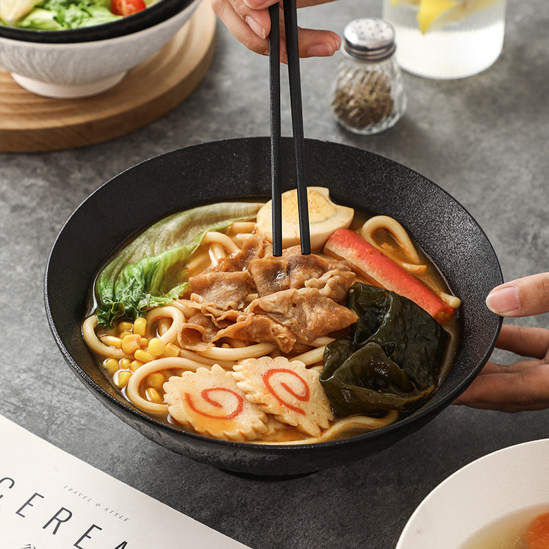 Stone grain new noodle bowl household high-quality noodle restaurant commercial large bowl ceramic Japanese style large hat noodle bowl ramen bowl