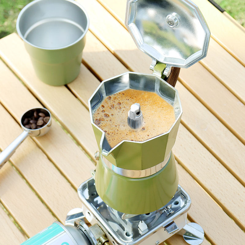 Moka pot set, outdoor camping coffee equipment, brewed coffee set, pour-over coffee pot, travel gear